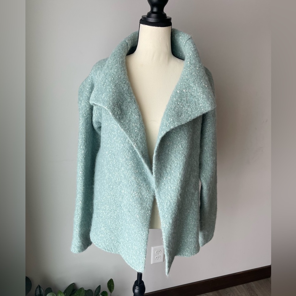 Eileen Fisher Italian Yarn Alpaca Silk Blend Boucle Jacket Women Large